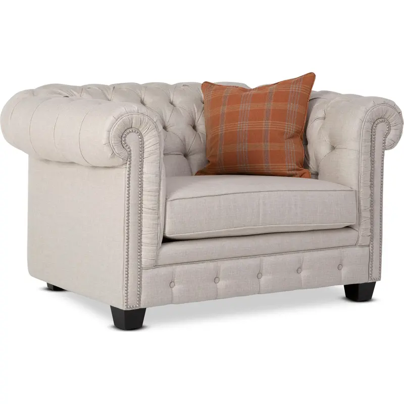 Talia Chair-And-A-Half – Ivory Tailored Fabric 1