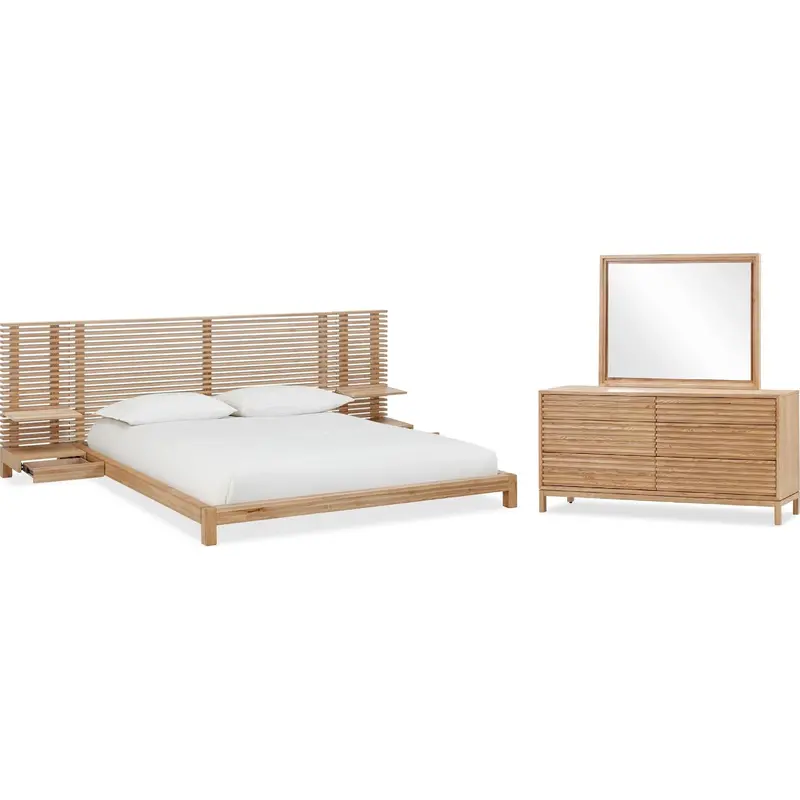 Tanner Flaxen Full Bedroom Set – 5-Piece Slat Platform Collection 1