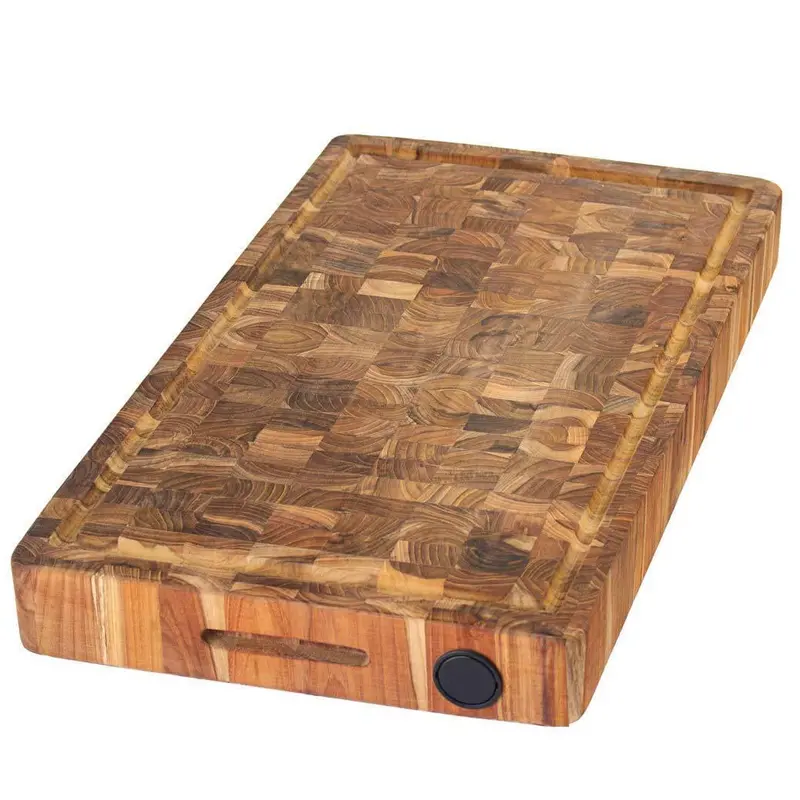 Teakhaus End-Grain Wooden Cutting Board With Juice Groove & Built-In Knife Honer (20" X 14" X 2.5") 1