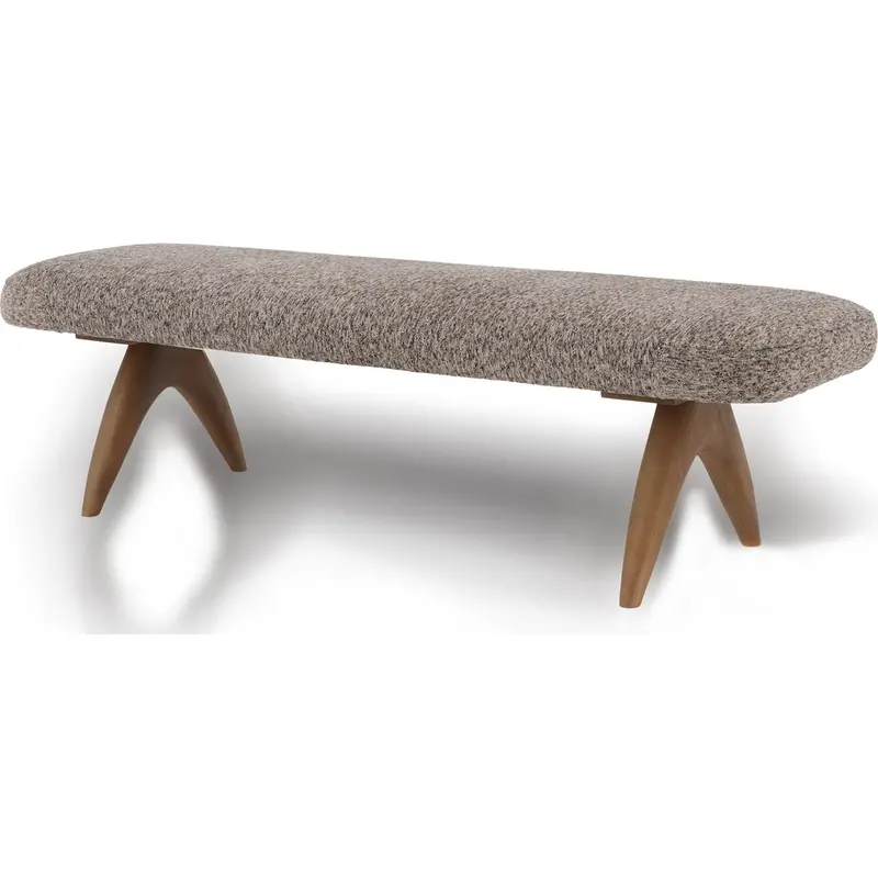 Tenth+Maple Farrah Upholstered Bench In Neutral Stone Fabric 1
