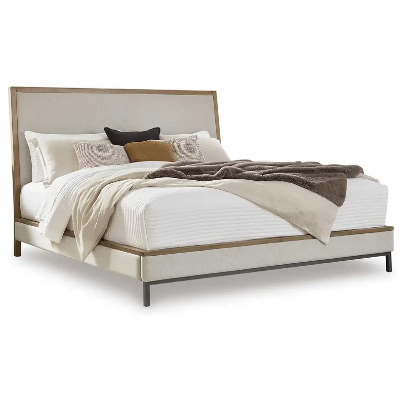 Tomtyn Light Brown Upholstered Platform Bed 1
