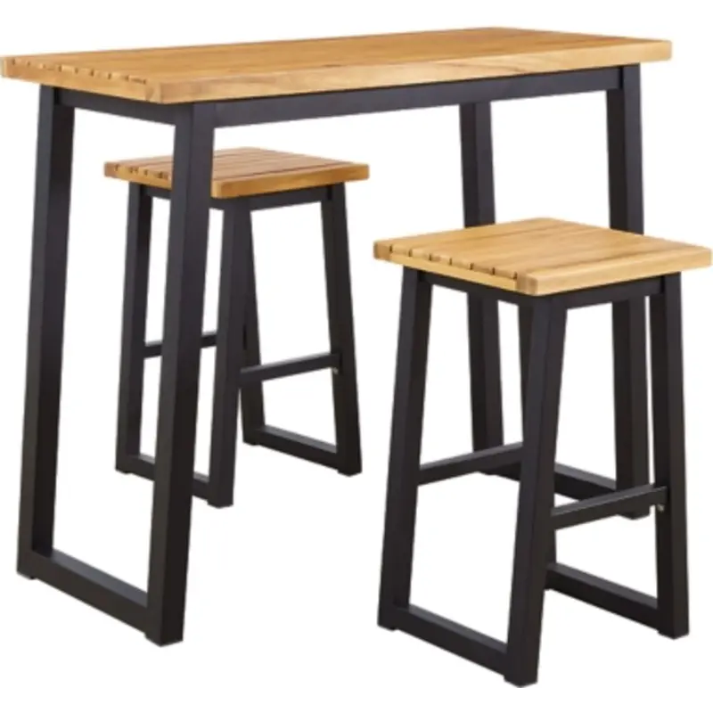 Town Wood Outdoor Dining Set – 3-Piece Brown And Black Patio Table & Chairs 1