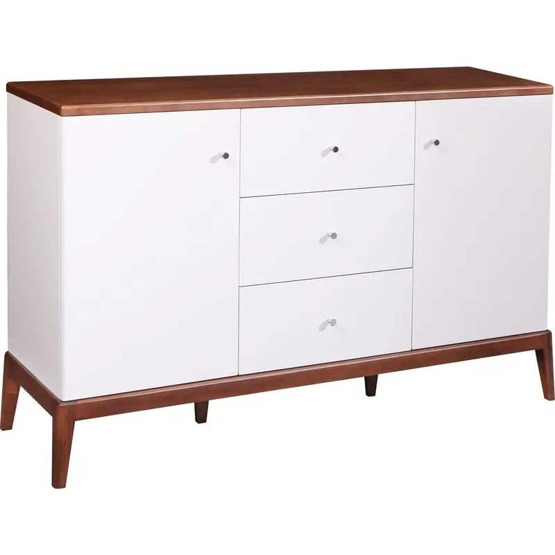 Tranquility Two-Tone Buffet Cabinet – White And Walnut Finish Dining Storage 1