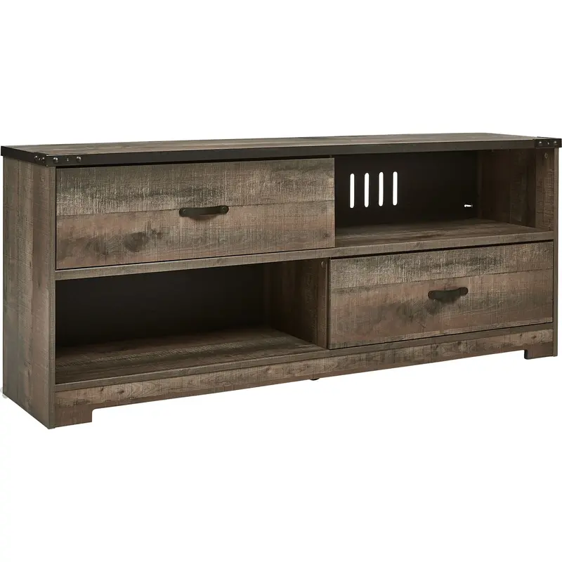 Trinell Media Console Tv Stand In Warm Brown Wood Tone 1