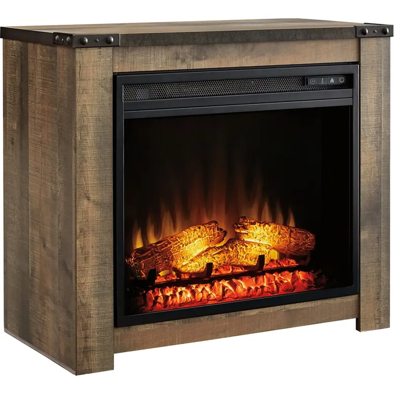 Trinell Wall-Mount Fireplace Mantel Shelf With Integrated Electric Insert – Rich Brown Finish 1