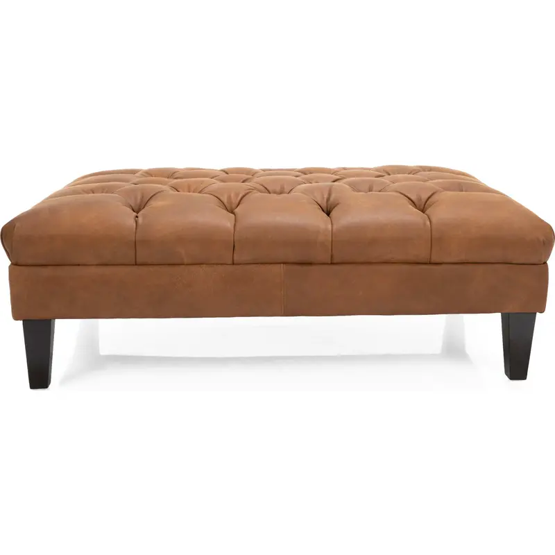 Tufted Biltmore Brown Ottoman With Button-Detail Upholstery 1