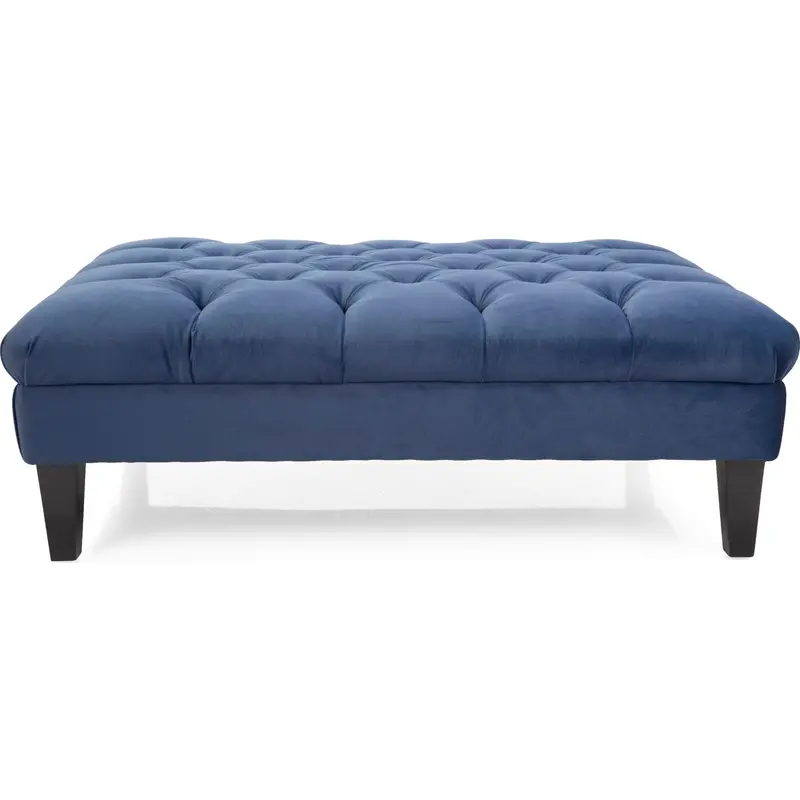 Tufted Storage Ottoman In Bold Azure Blue – Contemporary Accent Piece 1