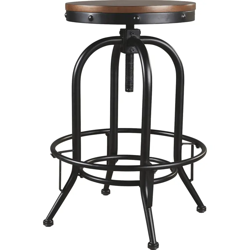 Valebeck Adjustable Swivel Bar Stool – Brown Leatherette & Black Metal (D546-230) 1