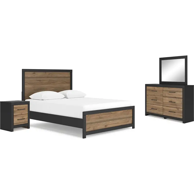 Vertani Black And Honey Brown 6-Piece Panel Bedroom Set 1