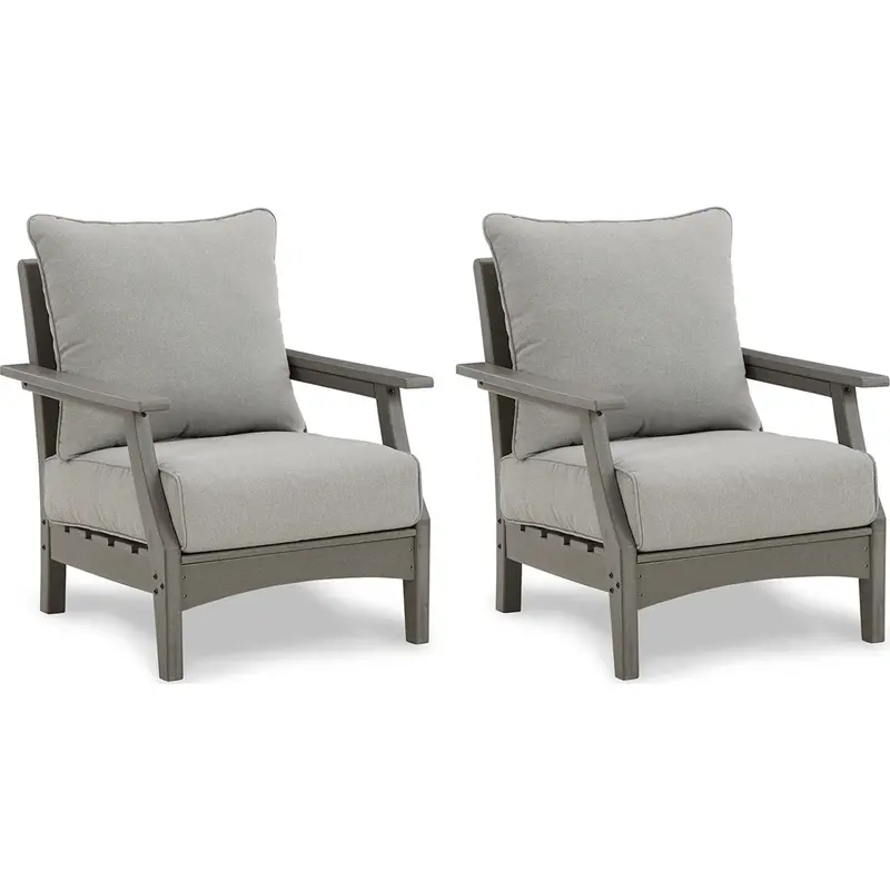 Visola Gray Outdoor Lounge Chair Set (2 Pieces) With Cushions 1