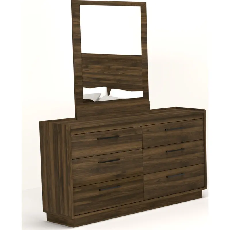 Walker Walnut Dresser And Matching Wall Mirror Set 1