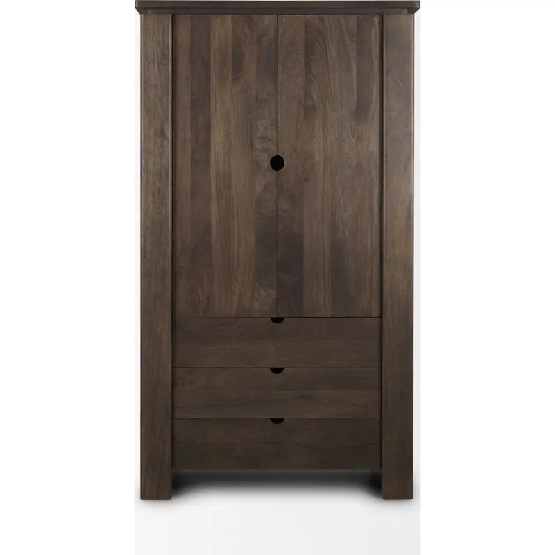 Wallen Brown Solid Wood Accent Cabinet With Adjustable Shelves 1
