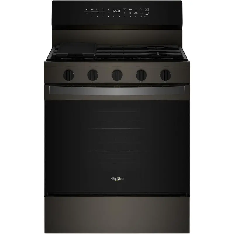 Whirlpool 30-Inch Smart Gas Range With Air Fry, Steam Bake, Self-Cleaning & Rapid Preheat – 5.3 Cu. Ft., Black Stainless Steel (Wfgs7530Rv) 1