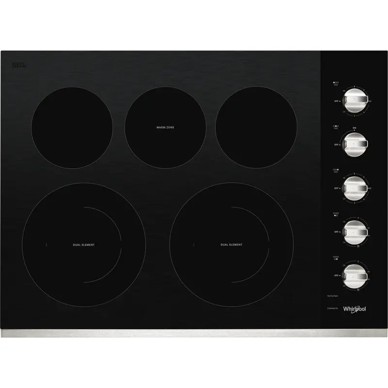 Whirlpool 30-Inch Stainless Steel Ceramic Cooktop – Dual Radiant Element Design (Wce77Us0Hs) 1