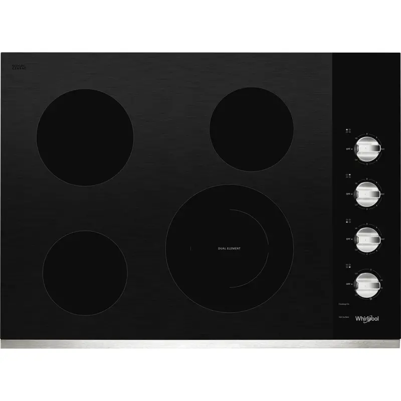 Whirlpool 30-Inch Stainless Steel Electric Cooktop With Single Dual Radiant Element (Wce55Us0Hs) 1