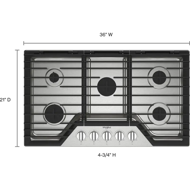 Whirlpool 36" Gas Cooktop – Stainless Steel With Ez-2-Lift Hinged Grates (Wcgk5036Ps) 1