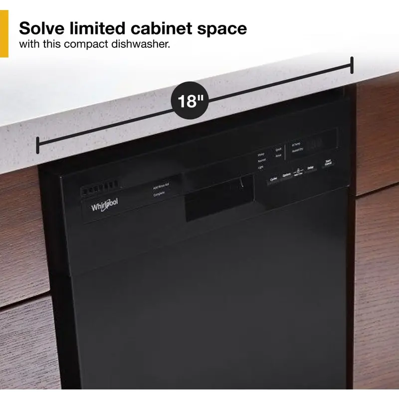 Whirlpool Compact 15-Inch Dishwasher – Black With Stainless Steel Tub (Wdps5118Pb) 1