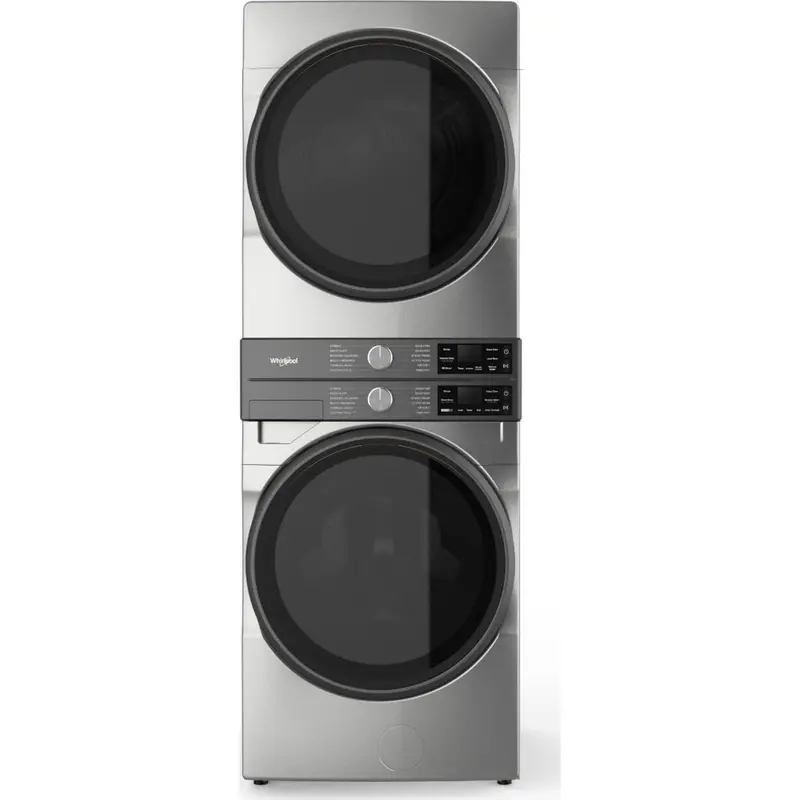 Whirlpool Energy Star Laundry Tower – 5.2 Cu. Ft. Washer + 7.4 Cu. Ft. Dryer, Radiant Silver (Ywef5727Tr) 1