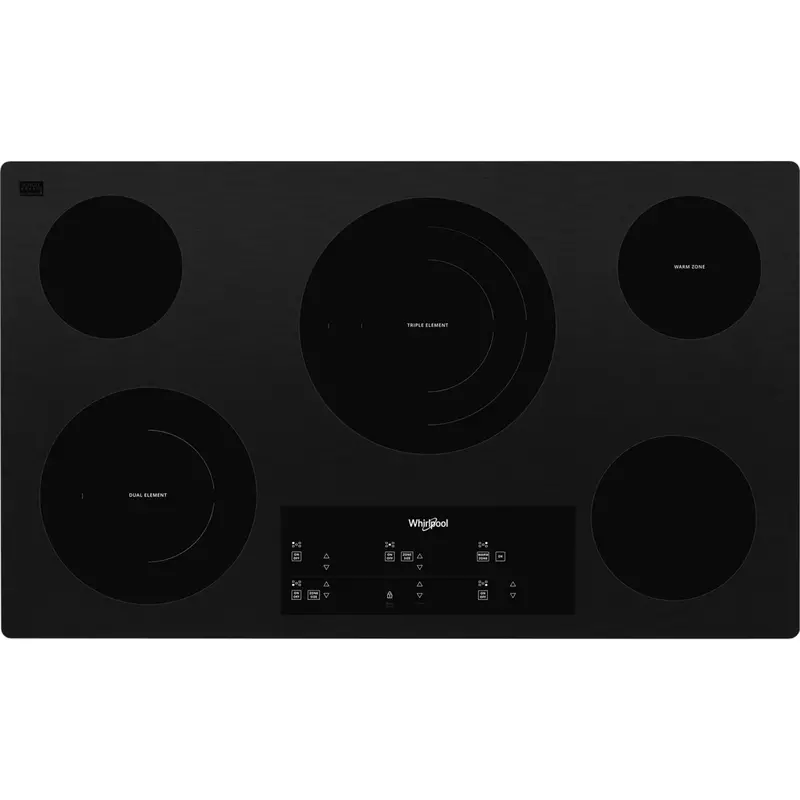 Whirlpool Wce97Us6Kb 36-Inch Black Ceramic Glass Cooktop With Triple Radiant Burners 1