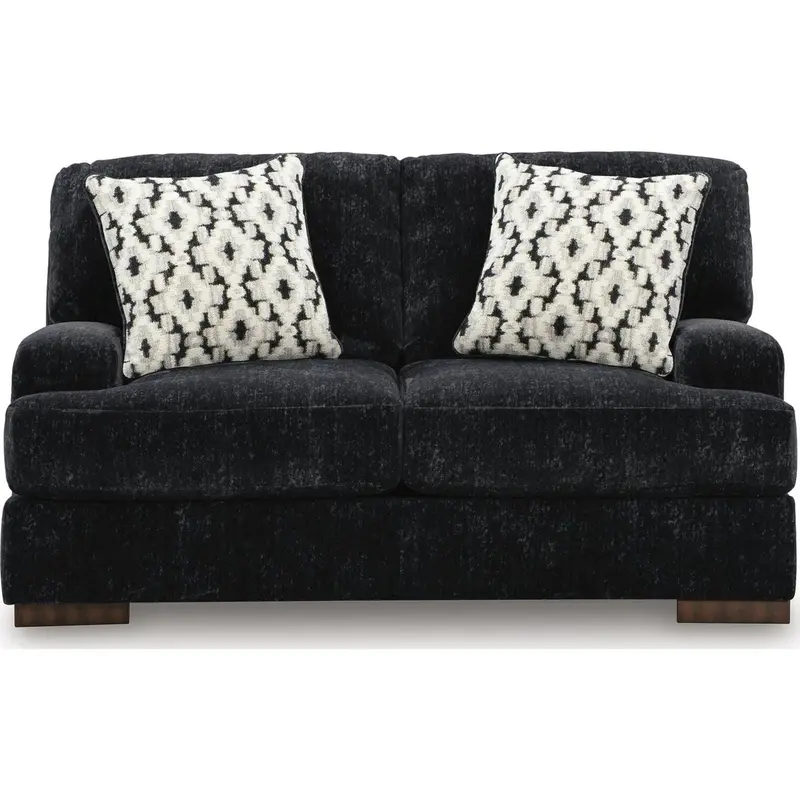 Whitmore Manor Loveseat With Black Pearl Leather Finish 1