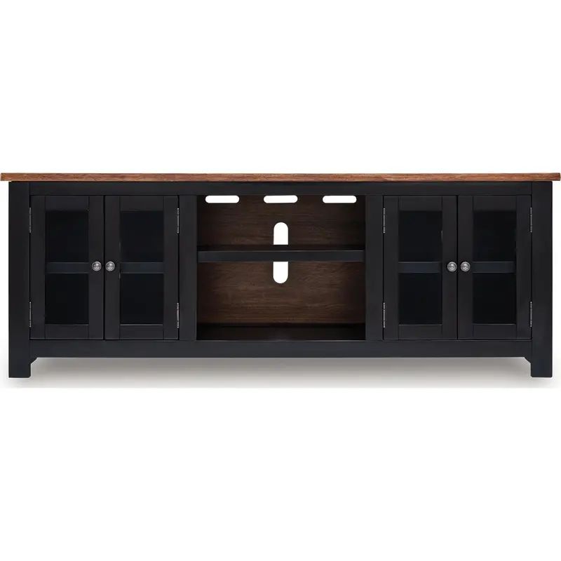 Wildenauer Modern Tv Stand With Open Shelving – Brown And Black Finish 1
