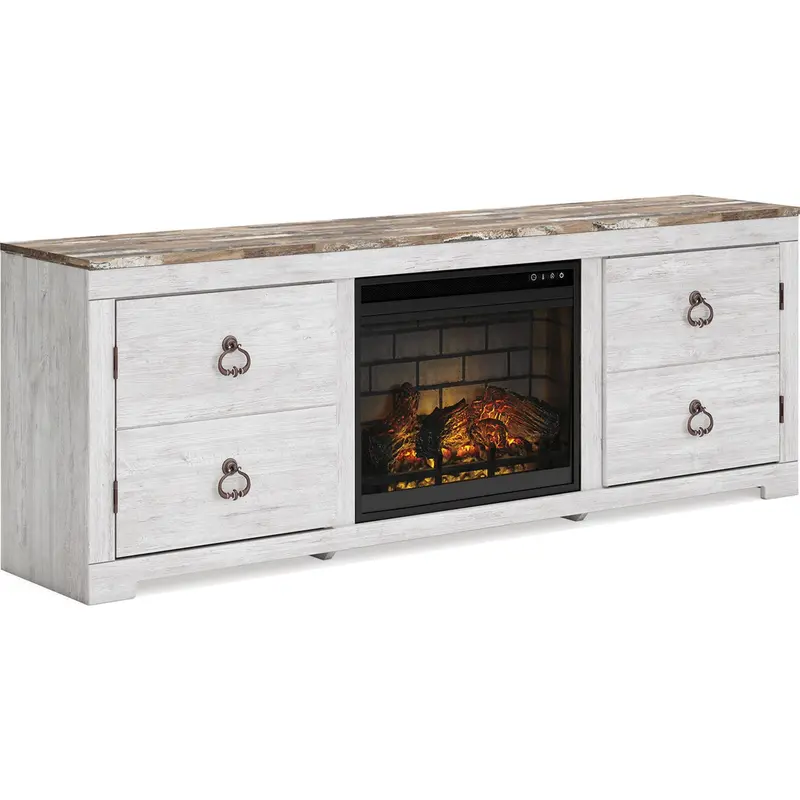 Willowton Electric Fireplace Tv Stand – Whitewash Wood Finish 1