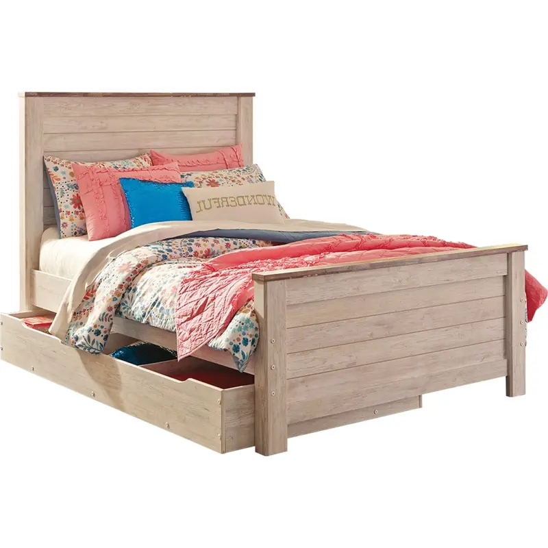 Willowton Full-Size Storage Bed Set – Whitewashed Finish 1