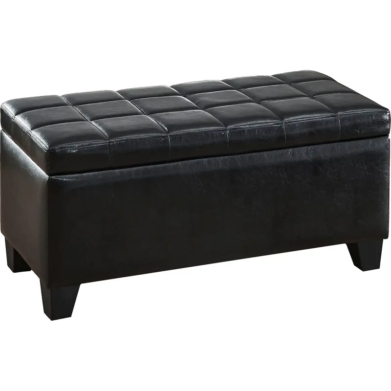 Winston Storage Ottoman In Black Fabric 1