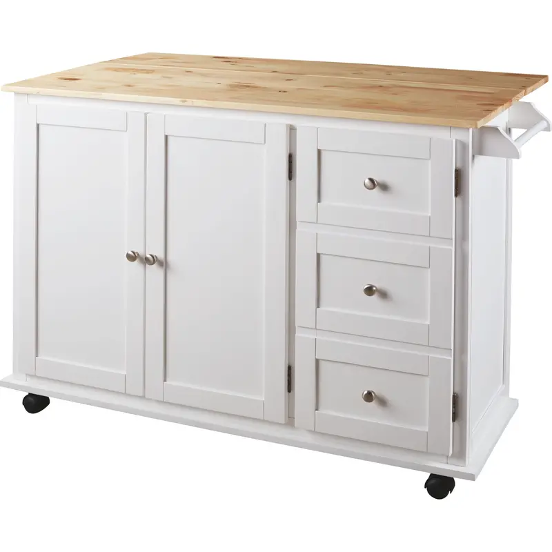 Withurst White And Light Brown Kitchen Island Cart 1