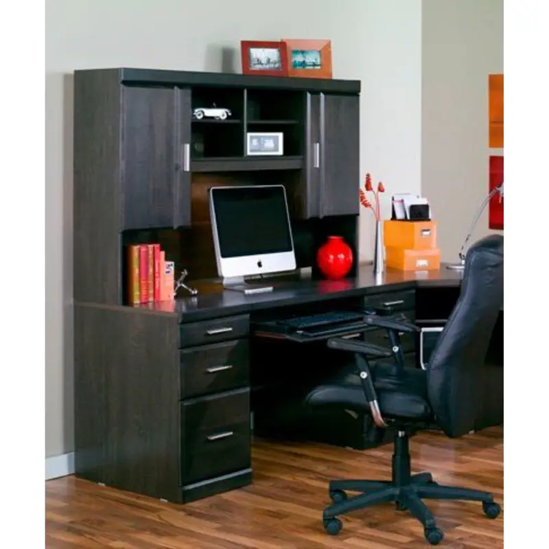 Worksite Charcoal Desk And Hutch Combo With Cable Management 1