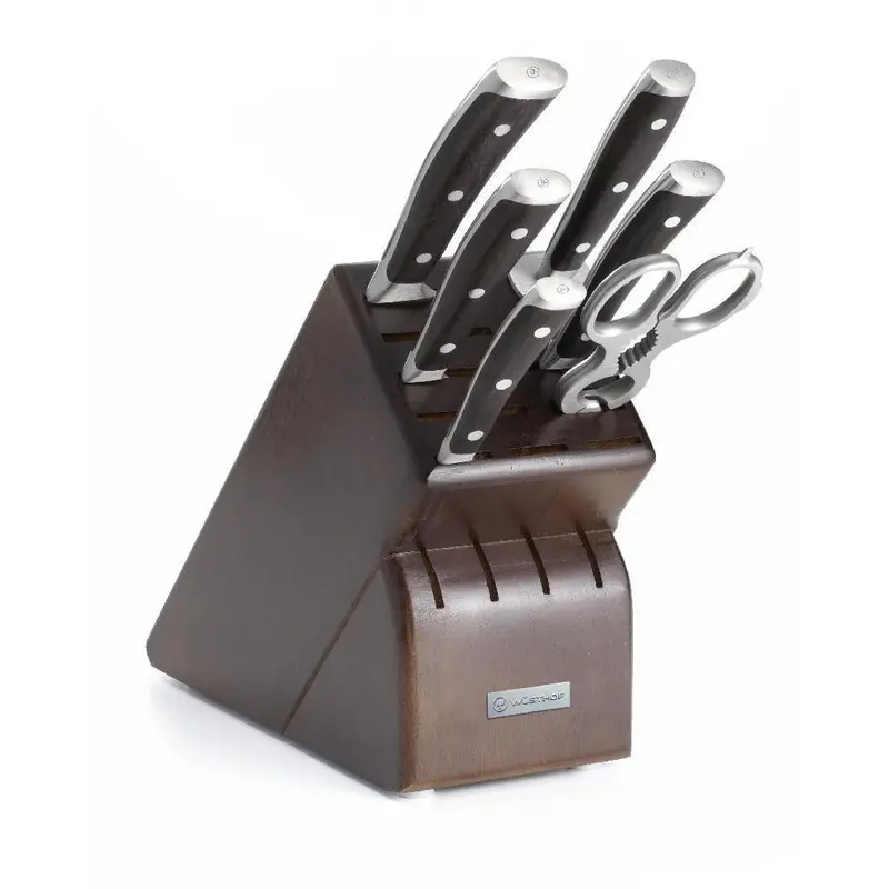 Wusthof Ikon Blackwood Knife Block Set (7-Piece) With Solid Walnut Block & Ergonomic Handles 1