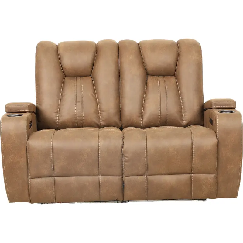 Wyatt Dual-Power Reclining Loveseat – Cayman Brindle Fabric 1