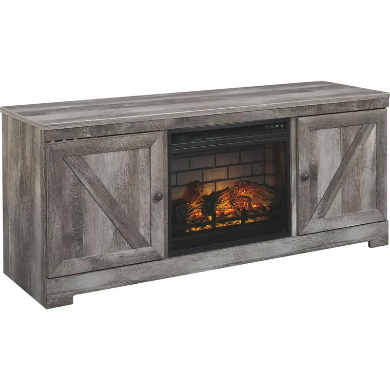 Wynnlow Gray Tv Stand Featuring Built-In Electric Fireplace 1