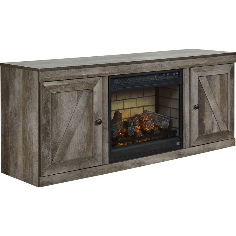 Wynnlow Gray Tv Stand With Built-In Electric Fireplace And Media Storage 1