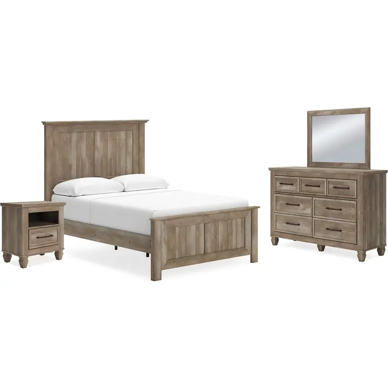 Yarbeck Sand-Finished 6-Piece Queen Panel Bedroom Set 1