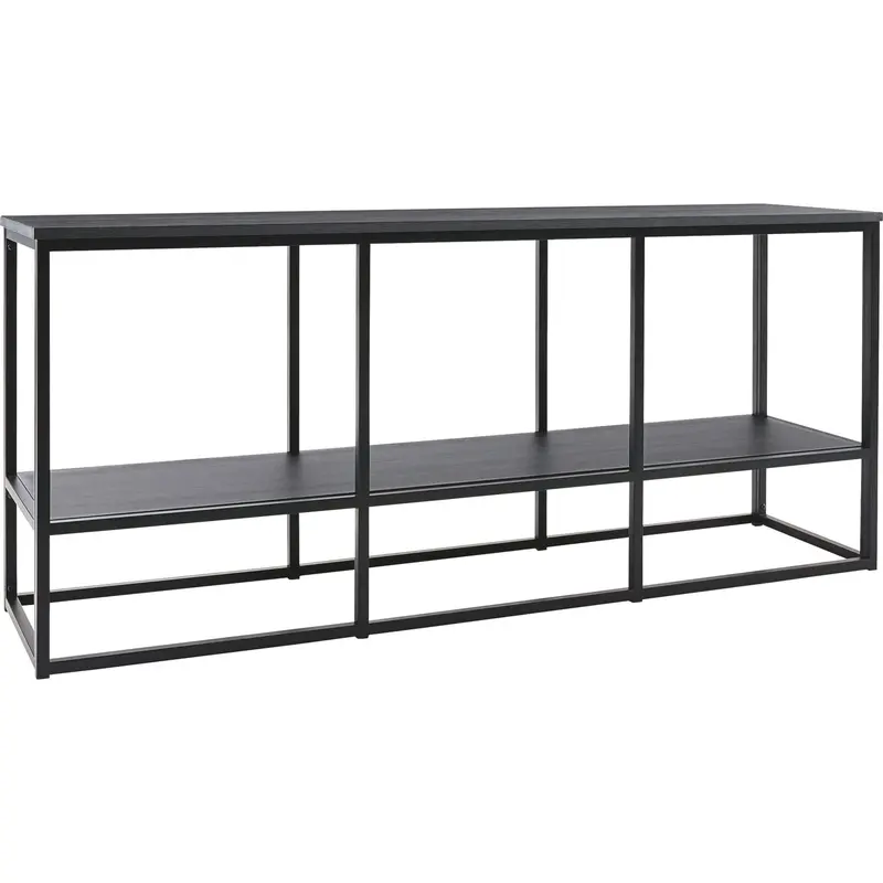 Yarlow Black Tv Stand With Open Shelving And Cable Management 1