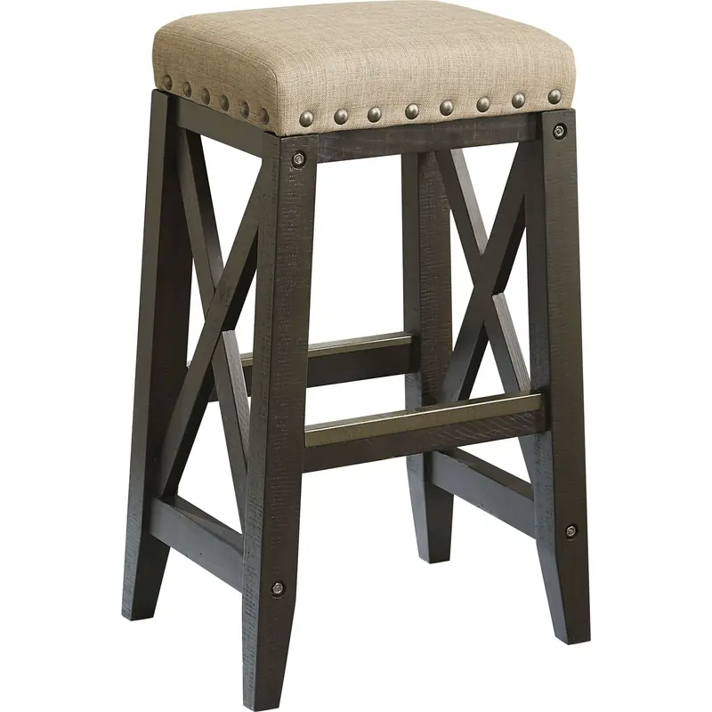 Yosemite Cafe Bar Height Stool – Fabric Seat & Matte Black Metal Base (7Yc968U) 1