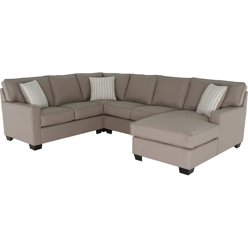 Zoey 4-Piece L-Shaped Sectional In Textured Caper Fabric 1