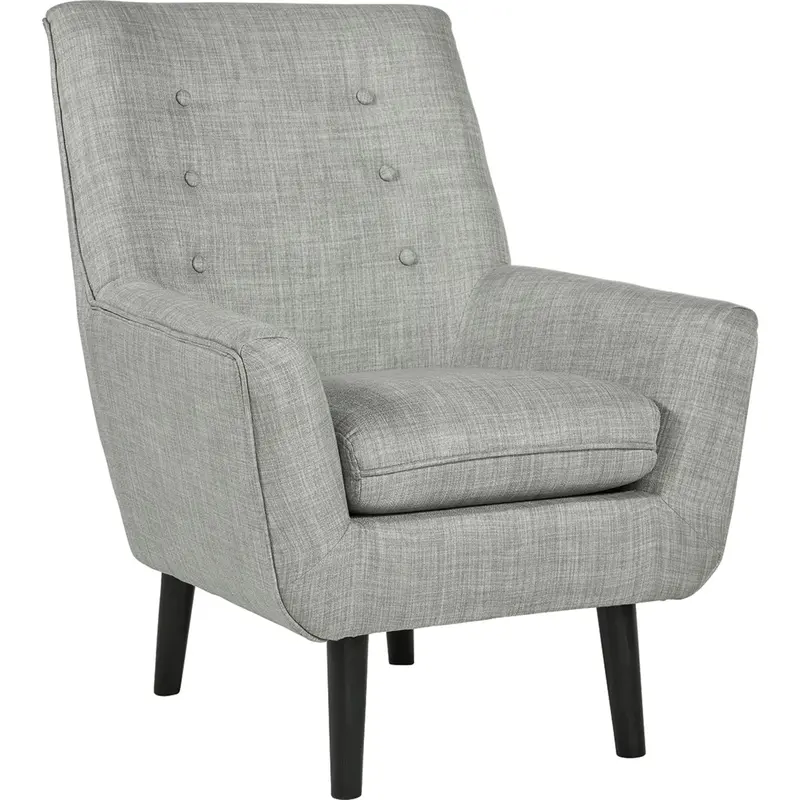 Zossen Modern Accent Chair – Soft Gray Fabric With Wooden Legs 1
