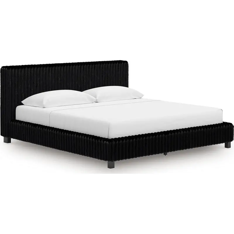 Zuraleus King-Sized Upholstered Bed Frame – Sleek Black Fabric 1