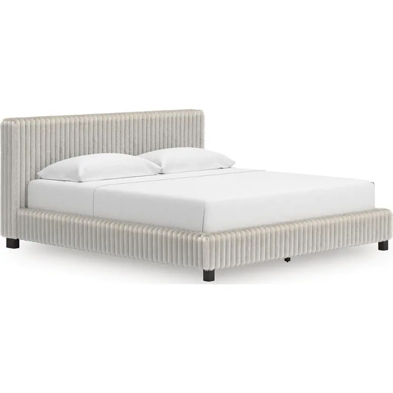 Zuraleus Upholstered King Bed – Crisp White Fabric 1