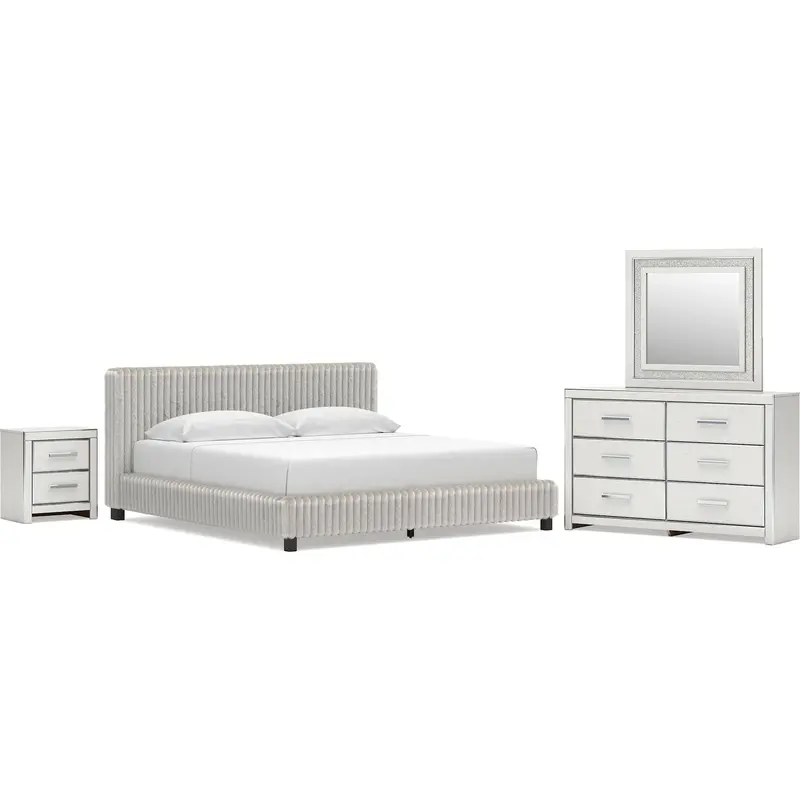 Zuraleus White 6-Piece King Upholstered Bedroom Set 1