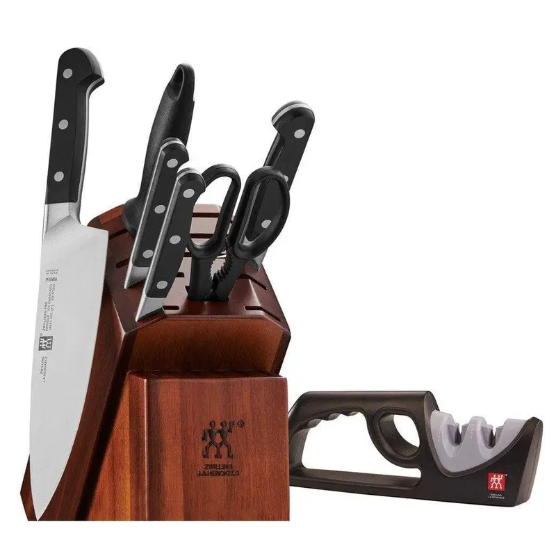 Zwilling J.A. Henckels Pro 7-Piece Knife Block Set With Integrated Sharpener 1