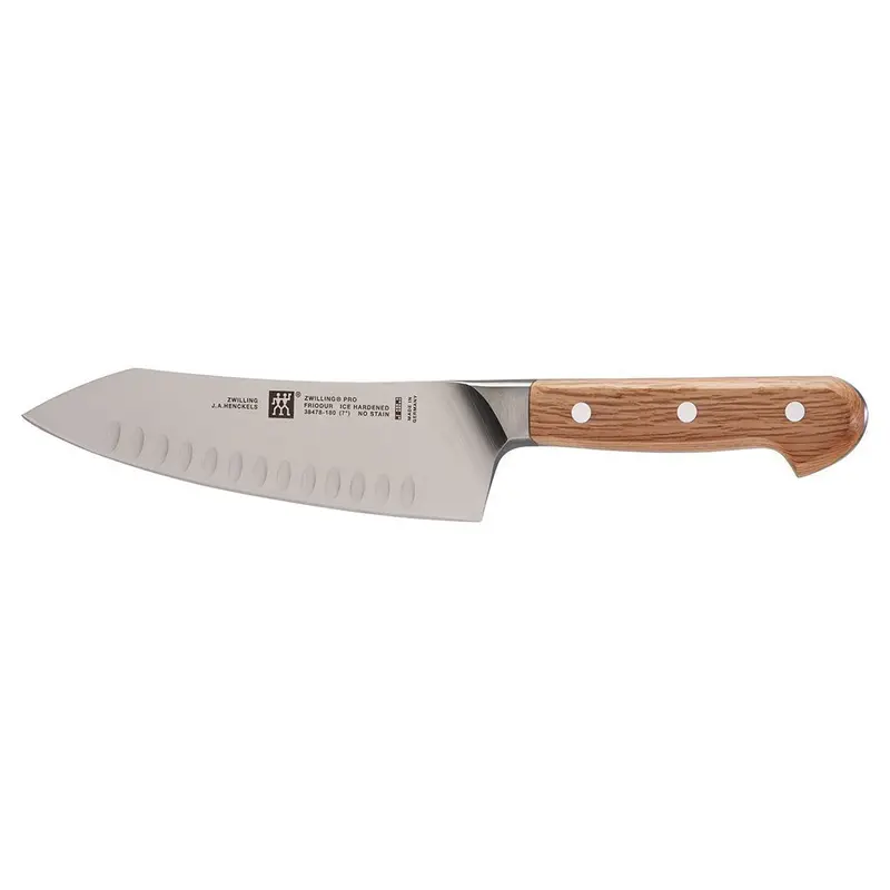 Zwilling Pro Holm Oak 7-Inch Hollow-Edge Rocking Santoku 1