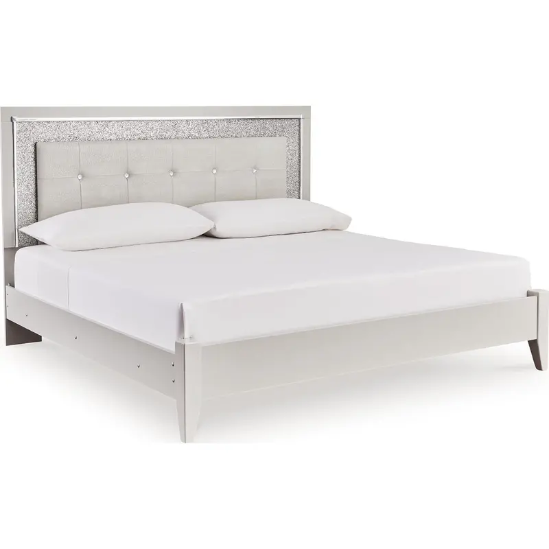 Zyniden Silver King-Sized Upholstered Platform Bed 1