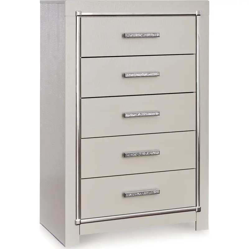 Zyniden Silver Metallic Chest Of Drawers 1