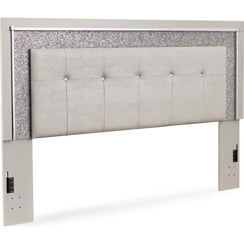 Zyniden Silver-Tone King-Sized Upholstered Headboard 1